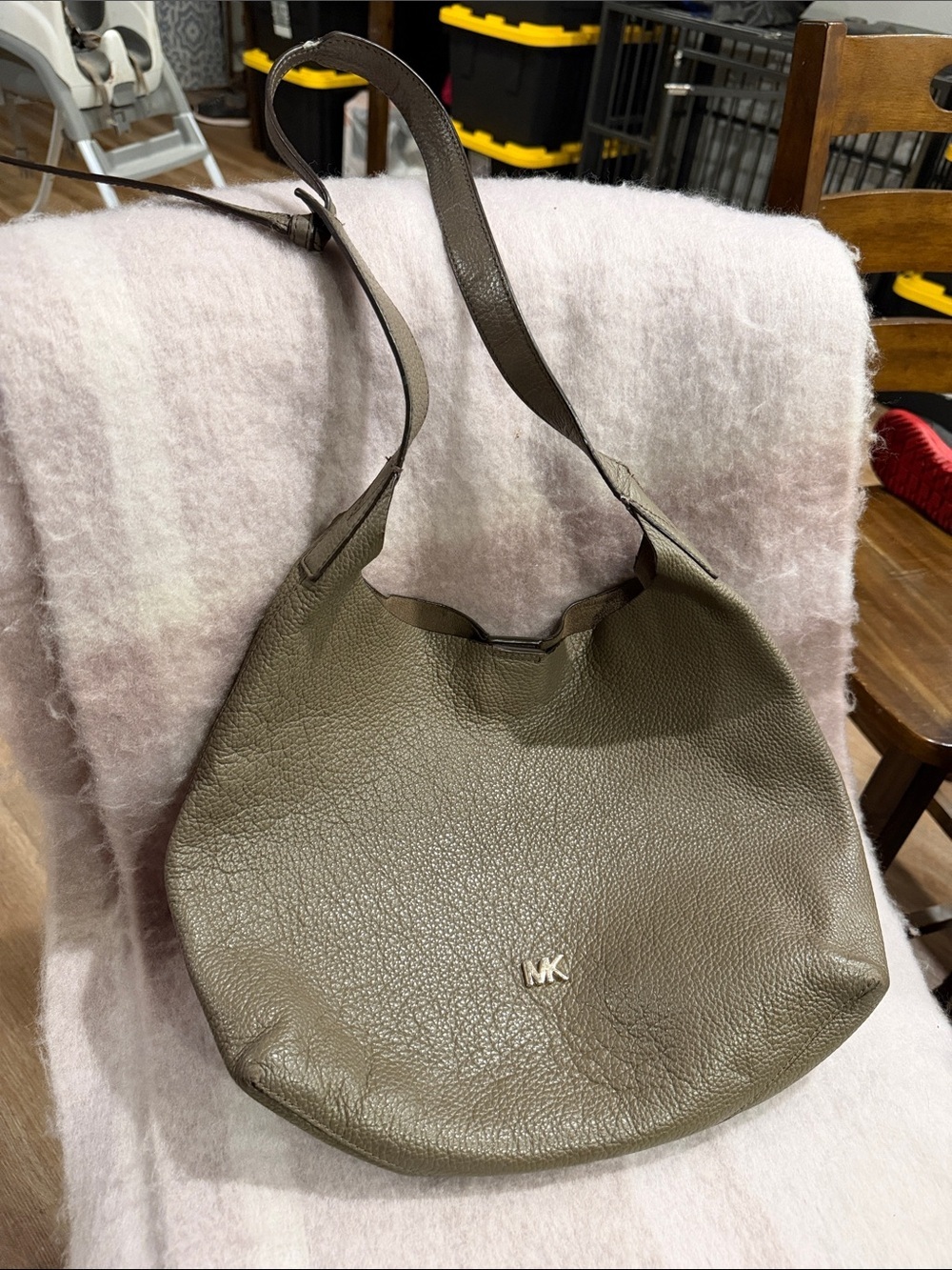 Michael Kors Pebbled Olive Shoulder Hobo Bag - Picture 2 of 10
